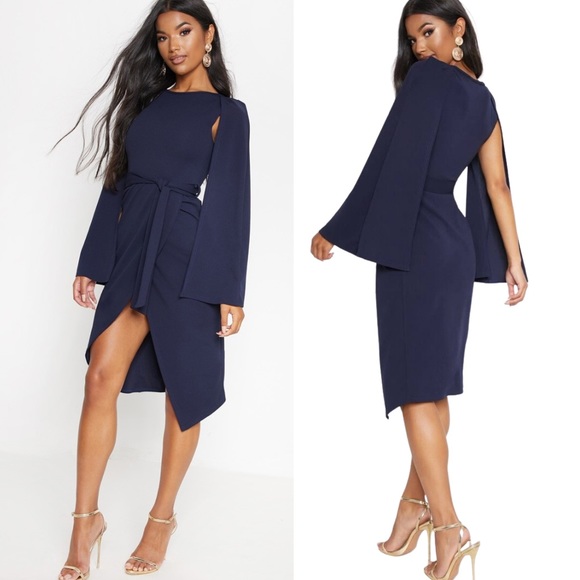 PrettyLittleThing Cape Style Midi Dress Sz. 4 NWT - Picture 1 of 12